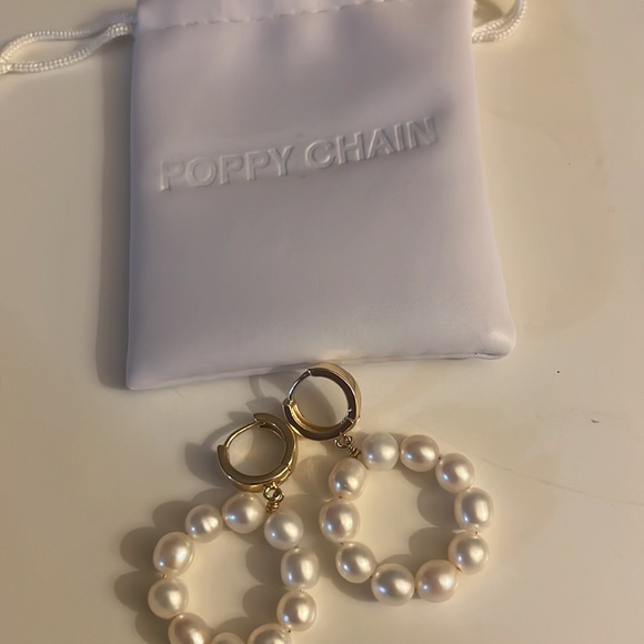 Pearl Hoop Earrings - Picture 3 of 9